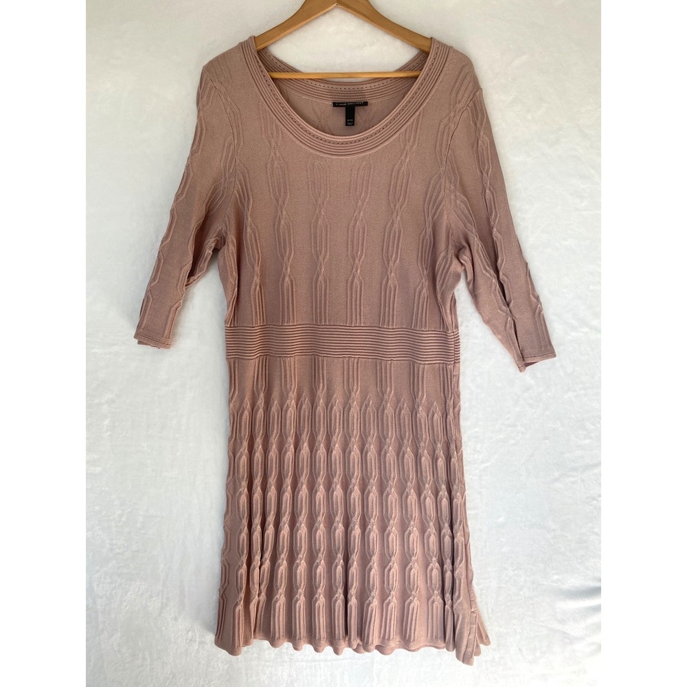Lane Bryant Womens Knit Dress 18 20 Beige Cable Knit Textured‎ Midi